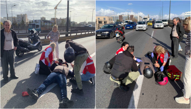 Νοσηλεύτριες του ΕΕΣ προσέφεραν πρώτες βοήθειες σε τραυματία τροχαίου στη Λ. Κηφισού