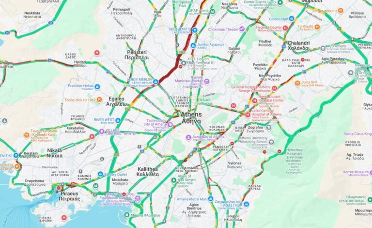 Κίνηση: Μποτιλιάρισμα στον Κηφισό - Χαμηλές ταχύτητες σε κέντρο και Αττική Οδό