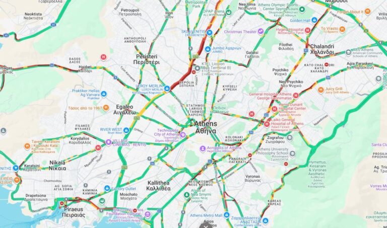 Κίνηση: Μποτιλιάρισμα σε Κηφισό και κέντρο - Χαμηλές ταχύτητες σε παραλιακή και Αττική Οδό