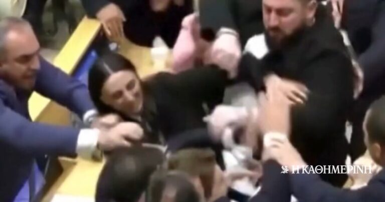 Σε ρινγκ μετατράπηκε το κοινοβούλιο της Γεωργίας (βίντεο)