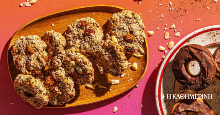 Μπισκότα cookies με βρώμη, μπανάνες και σταφίδες