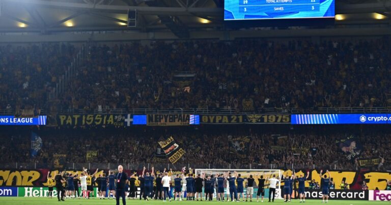 Τo «πάρτι» των θριαμβευτών της ΑΕΚ και των Ενωσιτών για την πρόκριση στη League Phase του Champions League