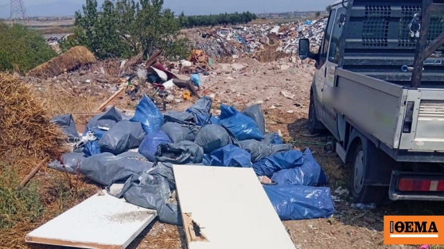 Μετέτρεψαν χωράφι στη Χαλκηδόνα Θεσσαλονίκης σε χωματερή με μπάζα από ανακαινίσεις, δύο συλλήψεις
