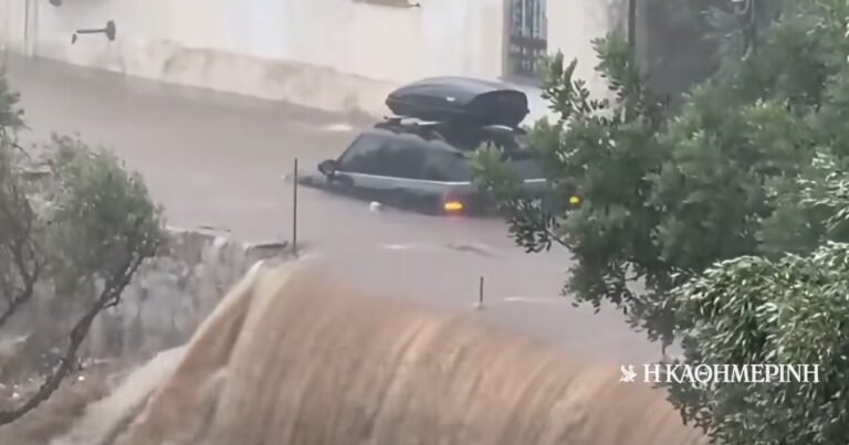 Πλημμύρες στη Μάνη: Απεγκλωβισμοί από αυτοκίνητα, γυναίκα τραυματίστηκε από κεραυνό